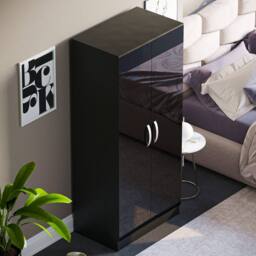 HD Designs Hulio 2 Door Wardrobe Storage MDF 1700 x 760 x 470 mm in Black - thumbnail 4