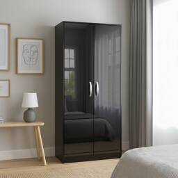 HD Designs Hulio 2 Door Wardrobe Storage MDF 1700 x 760 x 470 mm in Black