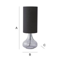 ValueLights Sylvie Black Linen Tall Shade Smoked Glass Teardrop Squat Table Lamp - thumbnail 7