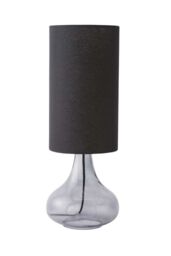 ValueLights Sylvie Black Linen Tall Shade Smoked Glass Teardrop Squat Table Lamp - thumbnail 6