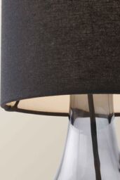 ValueLights Sylvie Black Linen Tall Shade Smoked Glass Teardrop Squat Table Lamp - thumbnail 4