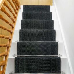 runrug Black Aztec Stair Carpet Runner - Size: 80 cm x 450 cm - thumbnail 4