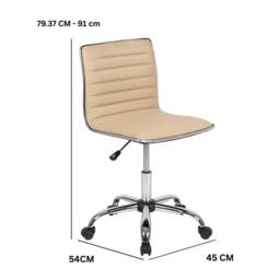 VOGREX Tan PU Leather Adjustable Swivel Executive Office Chair - thumbnail 2