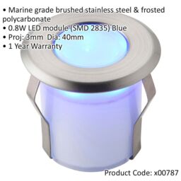 Loops Recessed Decking IP67 Guide Light - 0.8W Blue Light LED - Stainless Steel in Metallics - thumbnail 2