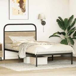 Berkfield Home Elegant Bed Frame Without Mattress 100x200 cm Sonoma Oak Engineer in Brown - thumbnail 1