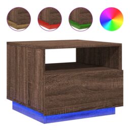 Berkfield Home Coffee Table with LED Lights Brown Oak 50x49x40 cm - Size: 50 x 49 x 40 cm - thumbnail 2