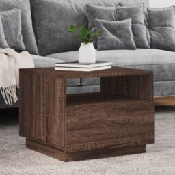 Berkfield Home Coffee Table with LED Lights Brown Oak 50x49x40 cm - Size: 50 x 49 x 40 cm - thumbnail 1
