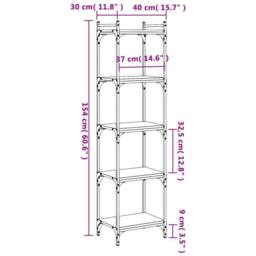 Berkfield Home Decorative Bookcase 5-Tier Brown Oak 40x30x154 cm Engineered Wood - Size: 40 x 30 x 154 cm - thumbnail 9