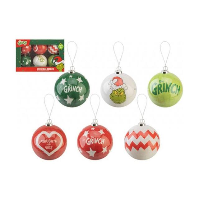 Garden Greatness Set Of 6 Hanging Grinch Glossy Baubles - Size: 1 Pack
