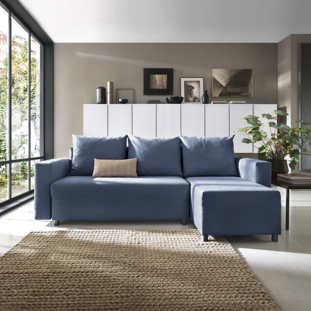 Abakus Direct Oslo Reversible Corner Sofa Bed in Dark Blue - image 1