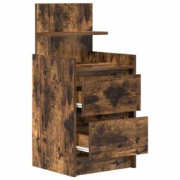 Berkfield Home Bedside Cabinets with 2 Drawers 2 pcs Smoked Oak 38x34x80 cm in Brown - Size: 38 x 34 x 80 cm - thumbnail 5