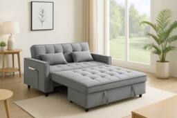 SquareBoxx Palermo 2 Seater Sofa Bed Pull Out Convertible Double Sofa Bed in Grey - thumbnail 2