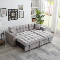 SquareBoxx Palermo 2 Seater Sofa Bed Pull Out Convertible Double Sofa Bed in Grey - thumbnail 3