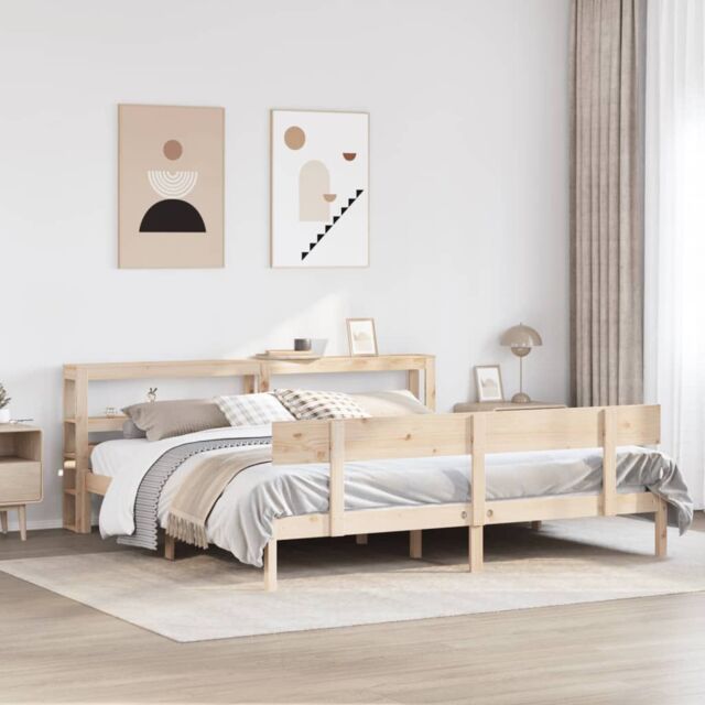 Berkfield Home Bed Frame without Mattress 180x200 cm Super King Solid Wood Pine in Brown - image 1