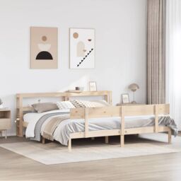 Berkfield Home Bed Frame without Mattress 180x200 cm Super King Solid Wood Pine in Brown - thumbnail 1