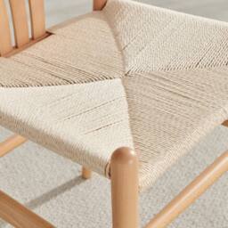 FurnitureboxUK 2x Caia Oak Effect Wood & Rope Wishbone Dining Chairs in Beige - thumbnail 5