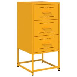 Berkfield Home Durable Bedside Cabinet Mustard Yellow 36x39x78 cm Steel - Size: 36 x 39 x 78 cm - thumbnail 3