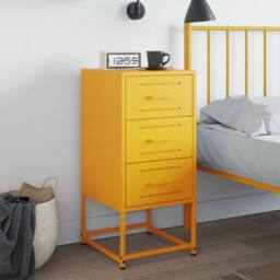 Berkfield Home Durable Bedside Cabinet Mustard Yellow 36x39x78 cm Steel - Size: 36 x 39 x 78 cm - thumbnail 1