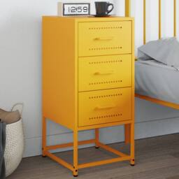 Berkfield Home Durable Bedside Cabinet Mustard Yellow 36x39x78 cm Steel - Size: 36 x 39 x 78 cm - thumbnail 2