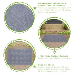 Nicola Spring Heavy Duty Dirt Trapper Door Mats - 60 x 40cm - Set of 2 in Grey - Size: 40 cm x 60 cm - thumbnail 2