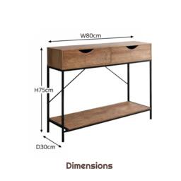 FORGEVIO 2 Tier Console Table Black Frame Wooden Drawer Hallway - thumbnail 2
