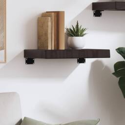 Berkfield Home Beautiful Wall Shelf Dark Grey 40x30x(2-6) cm Treated Solid Wood Oak - thumbnail 1