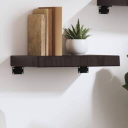 Berkfield Home Beautiful Wall Shelf Dark Grey 40x30x(2-6) cm Treated Solid Wood Oak - thumbnail 2