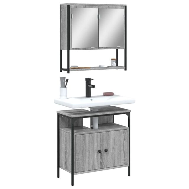 Berkfield Home 2 Piece Bathroom Furniture Set Grey Sonoma Engineered Wood - image 1