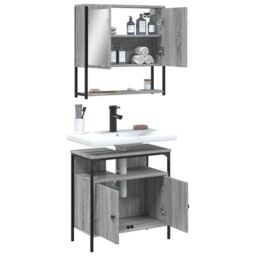 Berkfield Home 2 Piece Bathroom Furniture Set Grey Sonoma Engineered Wood - thumbnail 4