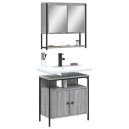 Berkfield Home 2 Piece Bathroom Furniture Set Grey Sonoma Engineered Wood - thumbnail 1