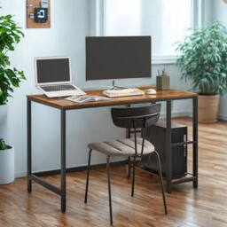 Pirlo Plush Industrial Rustic 120CM Computer Desk With Adjustable Shelves in Brown - thumbnail 4