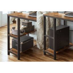 Pirlo Plush Industrial Rustic 120CM Computer Desk With Adjustable Shelves in Brown - thumbnail 7