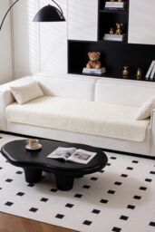 Living and Home Non-Slip Faux Plush Sherpa-Style Sofa Cover in Beige - Size: Extra Large - thumbnail 3