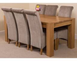 Thats Furniture Kuba 180 x 90 cm Chunky Oak Dining Table & 6 Montana Fabric Chairs in Grey - thumbnail 1