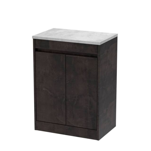 Balterley Chartley 2 Door Vanity Unit with Bellato Worktop, 600mm, Slate in Grey - image 1
