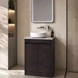 Balterley Chartley 2 Door Vanity Unit with Bellato Worktop, 600mm, Slate in Grey - thumbnail 4