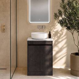 Balterley Chartley 2 Door Vanity Unit with Bellato Worktop, 600mm, Slate in Grey - thumbnail 6