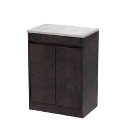 Balterley Chartley 2 Door Vanity Unit with Bellato Worktop, 600mm, Slate in Grey