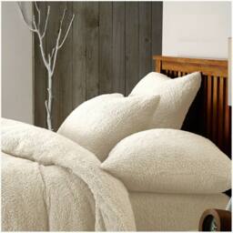 Smart Living Luxury Teddy Plain Duvet Cover & Pillowcase Set in Cream - Size: Double - thumbnail 3