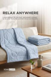 Homescapes Luxury Cooling Blanket, Summer Coverless Duvet in Blue - Size: Double - thumbnail 7