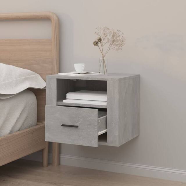 Berkfield Home Elegant Wall-mounted Bedside Cabinet Concrete Grey 50x36x40 cm - Size: 50 x 36 x 40 cm - image 1