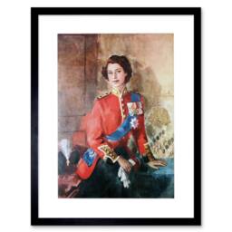 "Artery8 Painting Kanelba Queen Elizabeth II England 12x16"" Framed Art Print in Red - Size: W12"" x H16""" - thumbnail 1