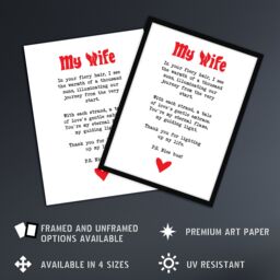 "Artery8 Love Poem Ginger Wife Romantic Funny Framed Art Print in White - Size: W12"" x H16""" - thumbnail 2