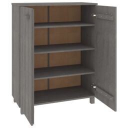 Berkfield Home Shoe Cabinet HAMAR Light Grey 85x40x108 cm Solid Wood Pine - Size: 85 x 40 x 108 cm - thumbnail 5