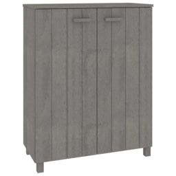 Berkfield Home Shoe Cabinet HAMAR Light Grey 85x40x108 cm Solid Wood Pine - Size: 85 x 40 x 108 cm - thumbnail 2