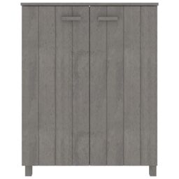 Berkfield Home Shoe Cabinet HAMAR Light Grey 85x40x108 cm Solid Wood Pine - Size: 85 x 40 x 108 cm - thumbnail 3