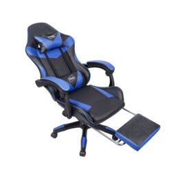 Neo Foot Turbo Massage Leather Recliner PC Gaming Chair with Footrest in Blue - thumbnail 6