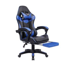 Neo Foot Turbo Massage Leather Recliner PC Gaming Chair with Footrest in Blue - thumbnail 5