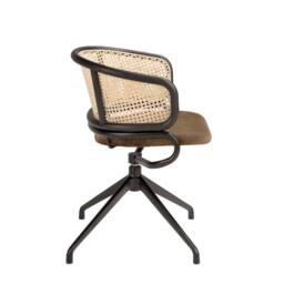 Angel Cerda Brown Velvet & Rattan Swivel Dining Chair Armrests - thumbnail 5