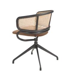 Angel Cerda Brown Velvet & Rattan Swivel Dining Chair Armrests - thumbnail 6